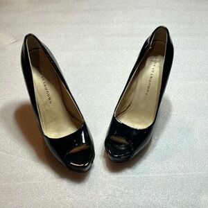 Chinese Laundry Hotness platform patent pumps. Peep toe open toe.